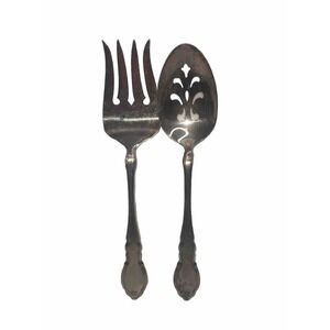 1881 ROGERS VINTAGE 1978 ALOUETTE PATTERN SILVERPLATE MEAT FORK & Slotted‎ SPOON